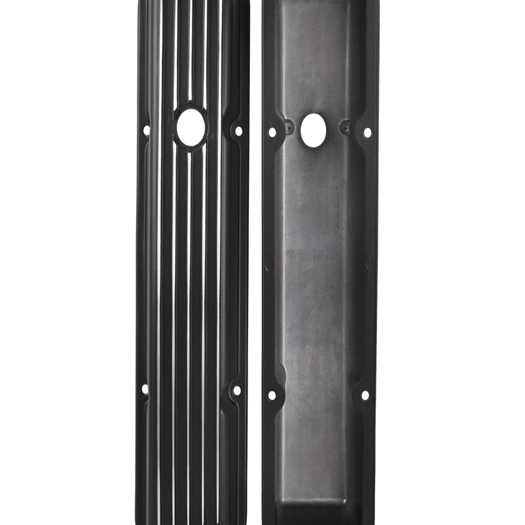 Set of 2 Tall Finned Valve Covers & 12" Oval Air Cleaner for SBC Chevy (1958–1986)