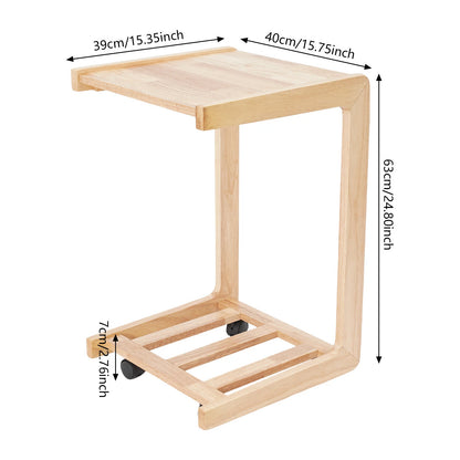C-shaped End Table with 4 Universal Wheels for Home Use