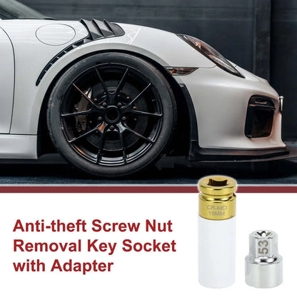 Set of 2 Wheel Lock Lug Nuts with 17 Teeth Anti-theft Key for Porsche Cayenne