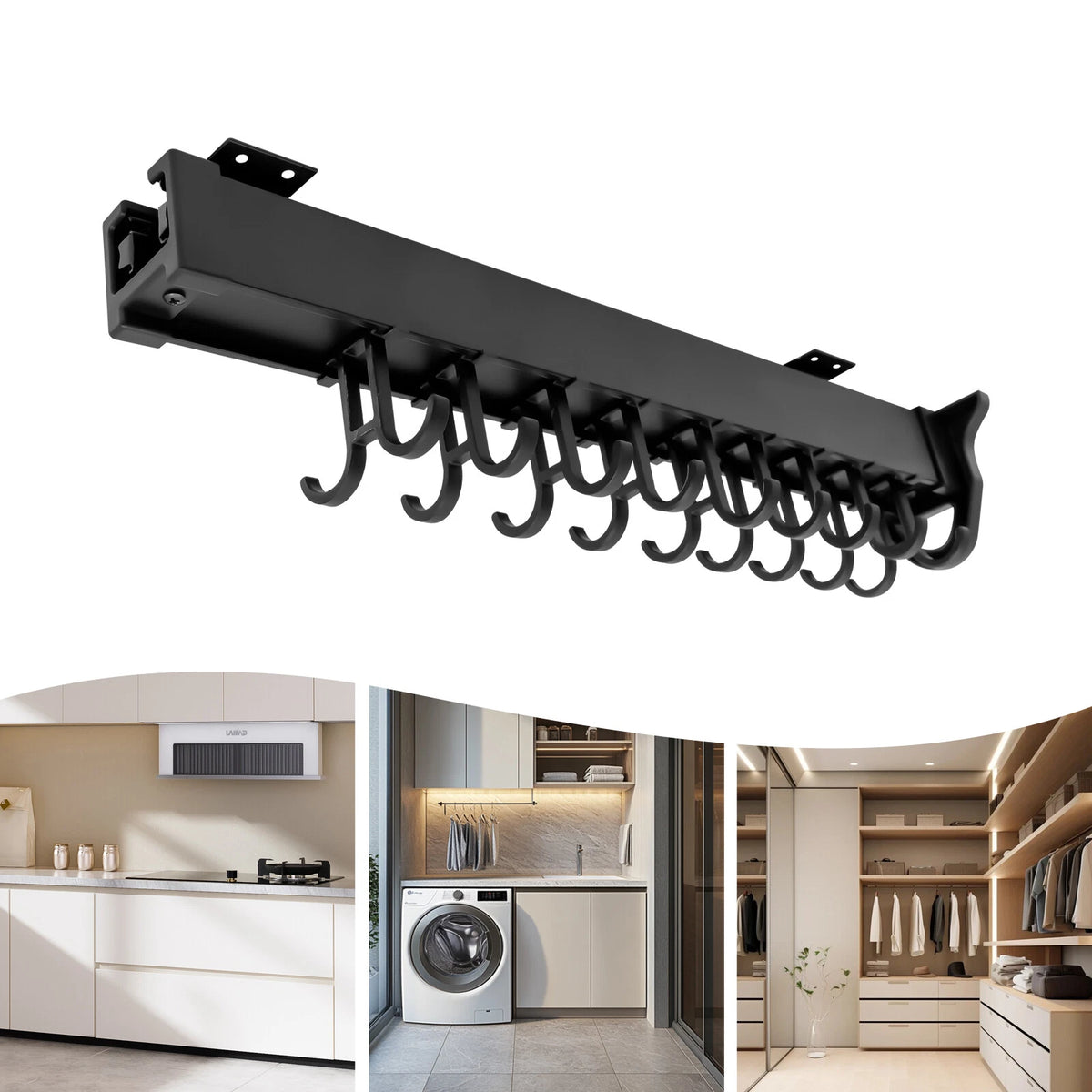 Pull-out Storage Rack for Kitchen Organizer (Multifunctional, Black)