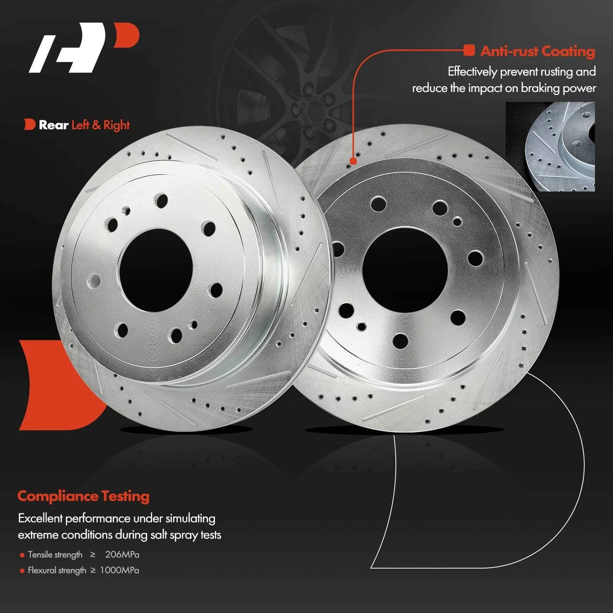 Rear Side Drilled Brake Rotor for Ford F-150, Lincoln Mark LT (2004–2011)