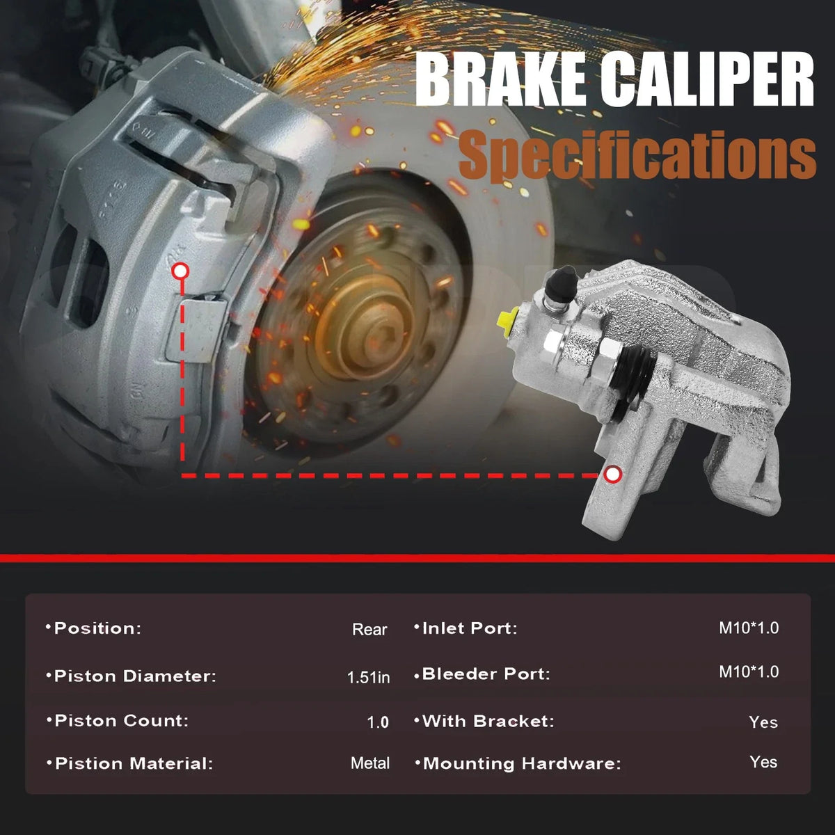 Pair Rear Brake Calipers with Bracket for Hyundai Azera Kia Optima (2012–2016)