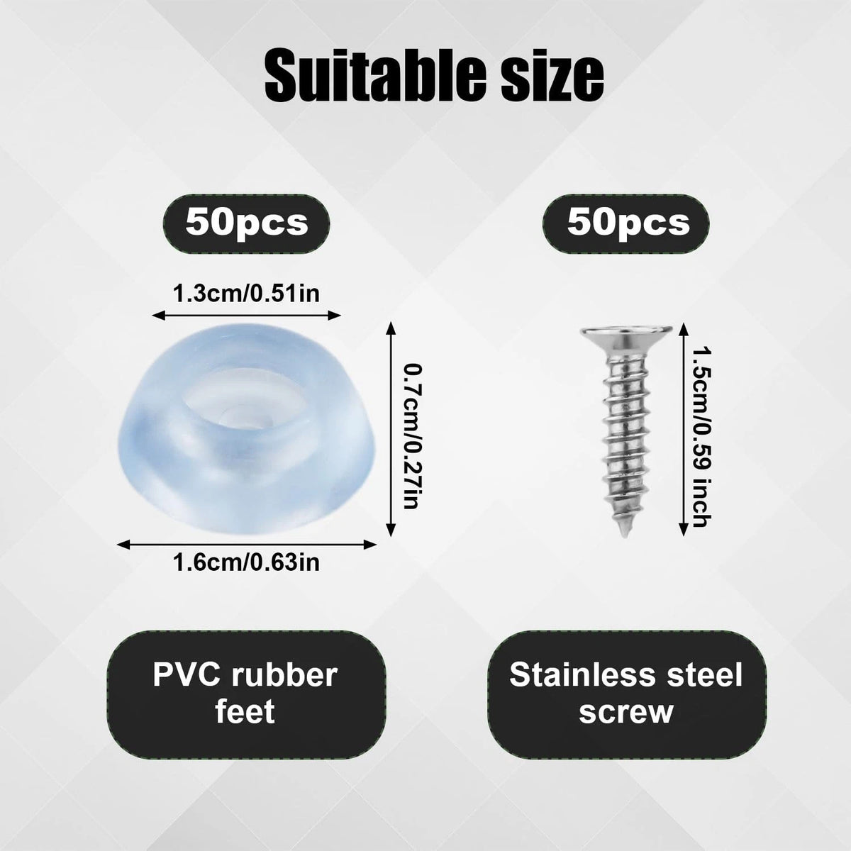 50pcs Rubber Feet for Cutting Board (Non-Slip Bumpers)