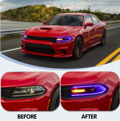 LED Projector Headlights for Dodge Charger (2015–2021) L+R RGB Color Change