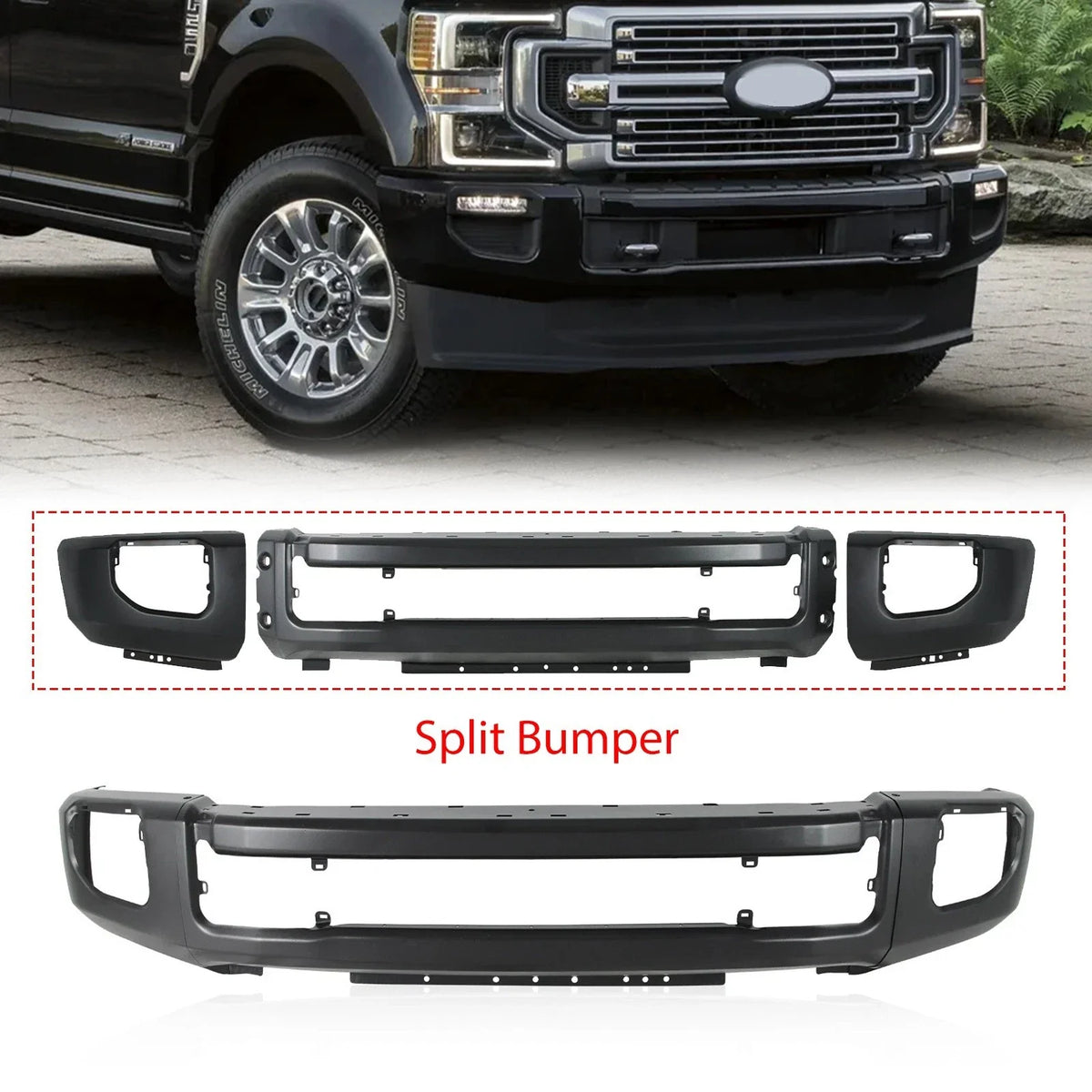 Black Steel Front Bumper for Ford F-250 F-350 Super Duty (2020–2022)