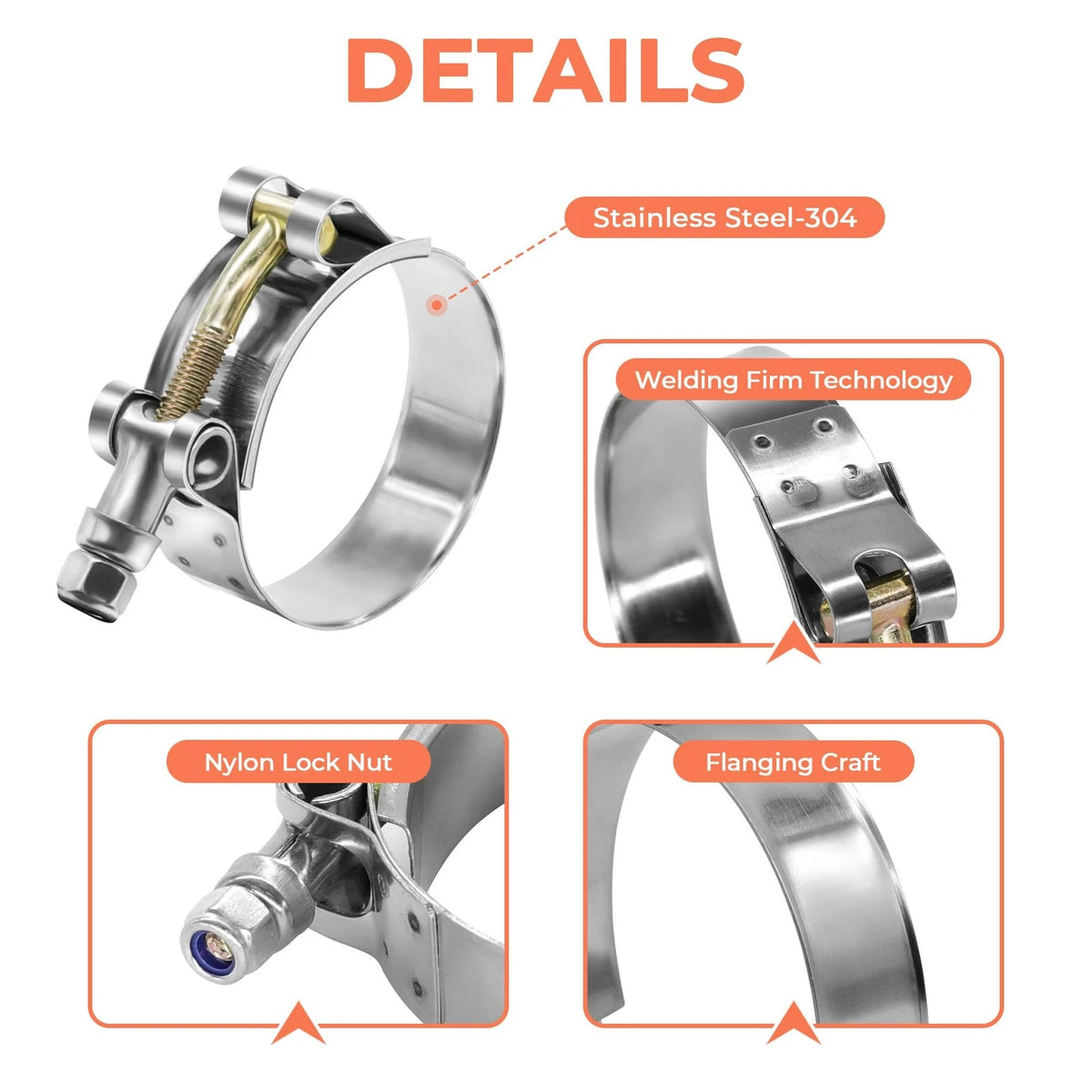 14 Pcs T-Bolt Hose Clamps Set for Universal Applications (Various Sizes)