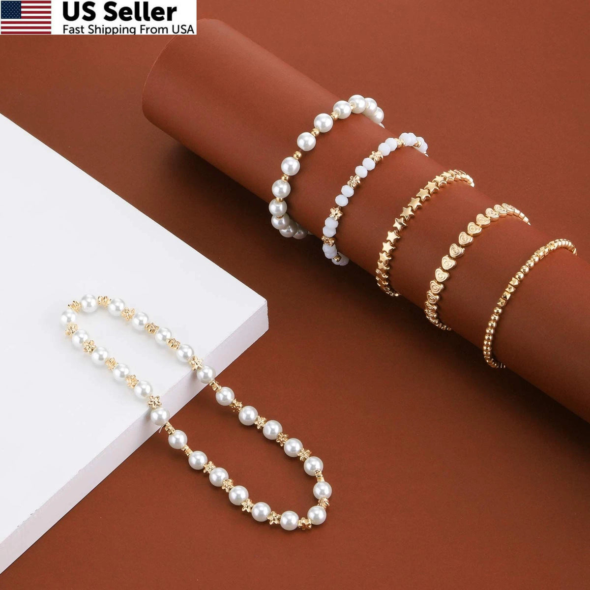 1200 Pieces Gold Spacer Beads Set for Bracelet Making