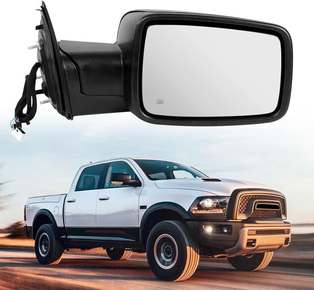 Right Side Power Folding Mirror Cover for Ram 1500 (2013–2019) - Black, Signal
