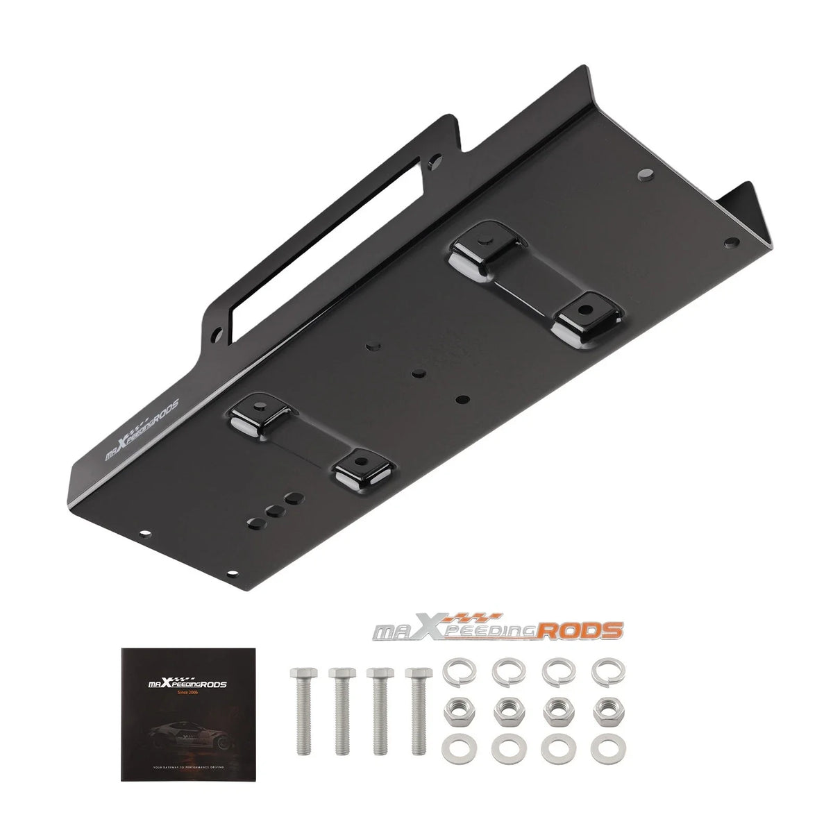 Winch Mounting Plate for ATV UTV Truck SUV (10x4.5 Steel Black)