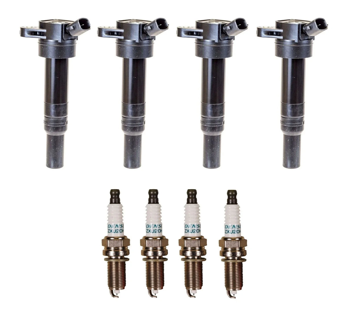 Set of 4 Ignition Coils & Spark Plugs for Kia Hyundai (Denso)