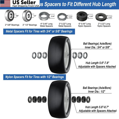 Set of 2 Flat Free Lawn Mower Tires 13x6.50-6