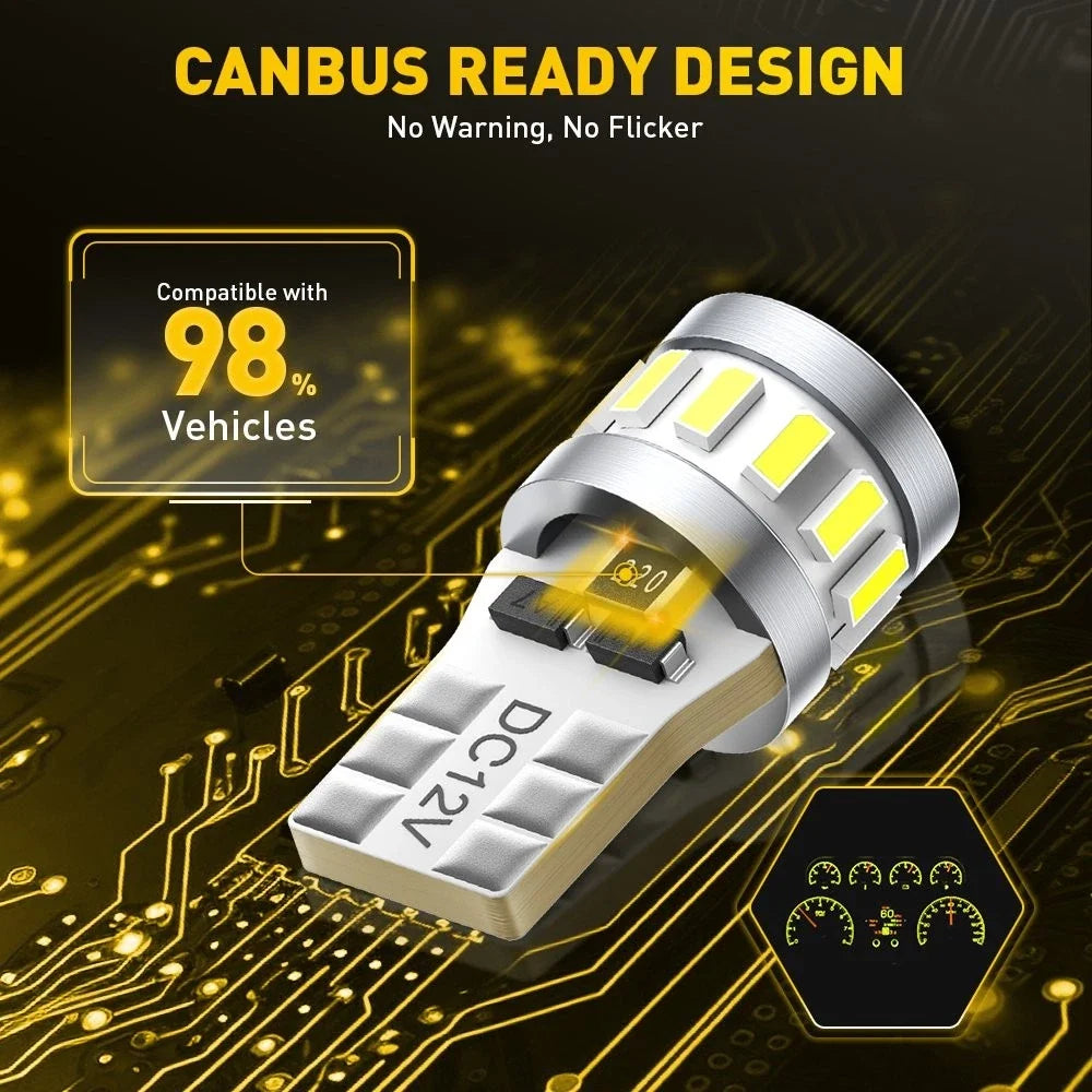 2X T10 168 2825 LED License Plate Light Bulbs for (CANBUS)