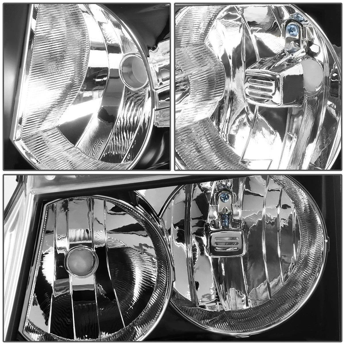 Pair of Black Housing Amber Corner Headlight Lamps for Chevy Tahoe Suburban (2007–2014)