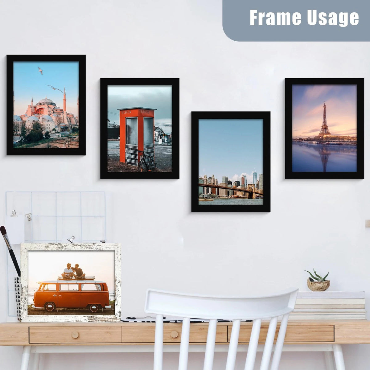 Set of 6 8x10 Picture Frames for Home Decor (Black)