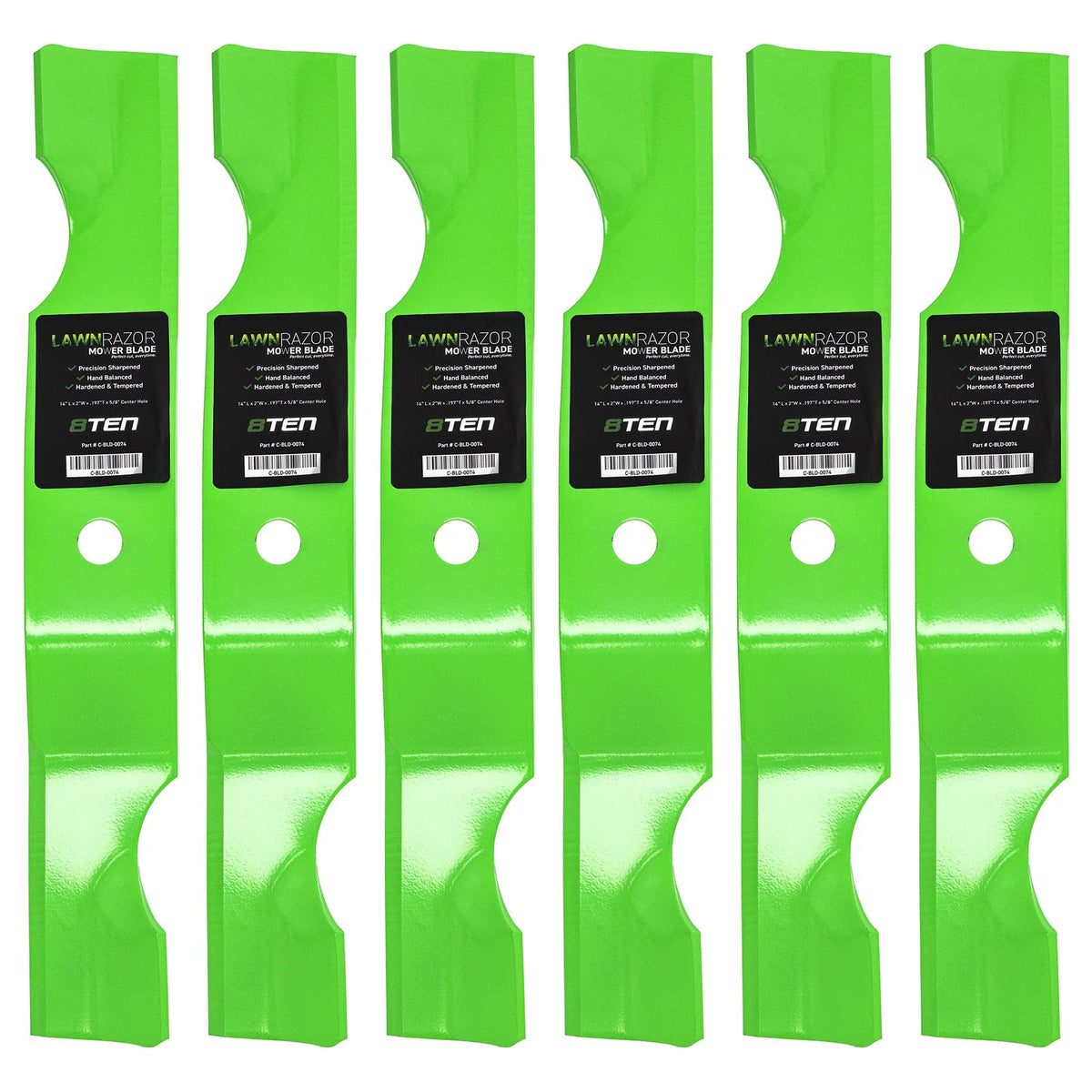 Set of 6 Notched High Lift Blades for Ariens Zoom 42 (04265400)
