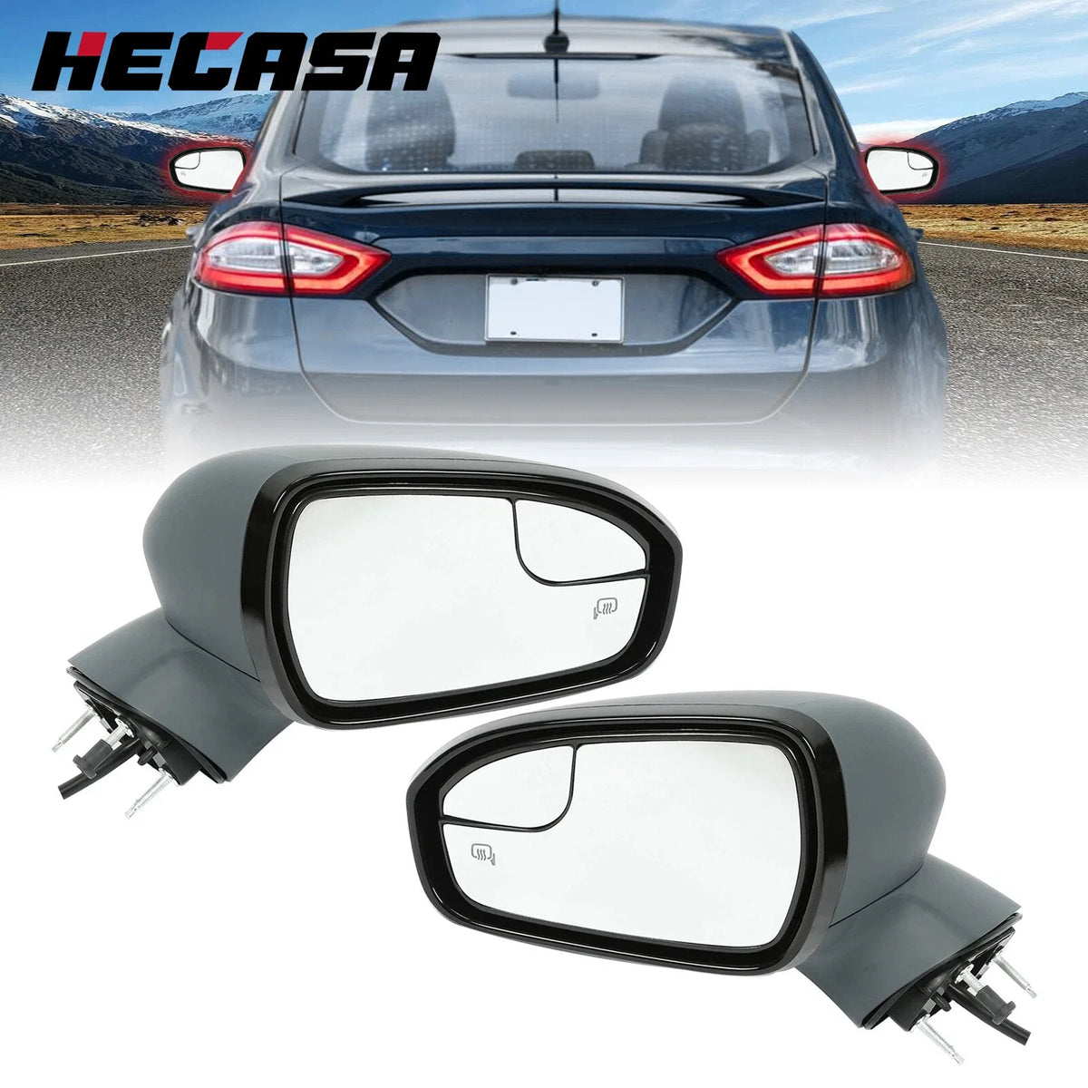 Power Mirror Set for Ford Fusion S SE (2013–2016) LH RH Heated Paintable
