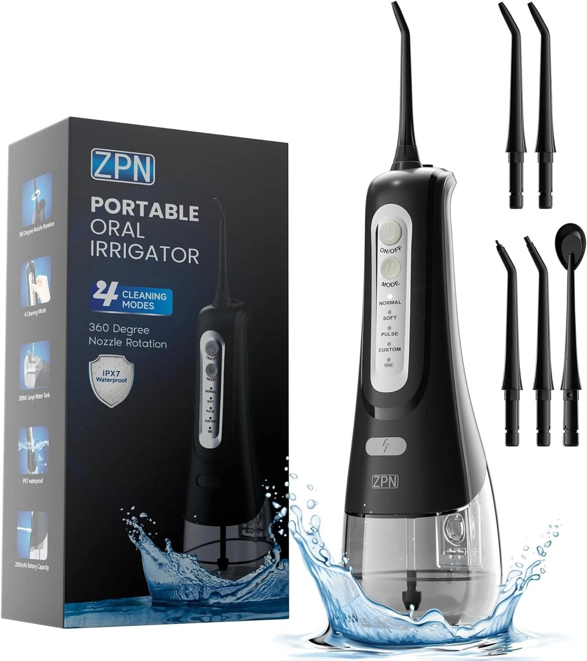 Cordless Water Flosser for Dental Oral Care (Travel Teeth Cleaner)