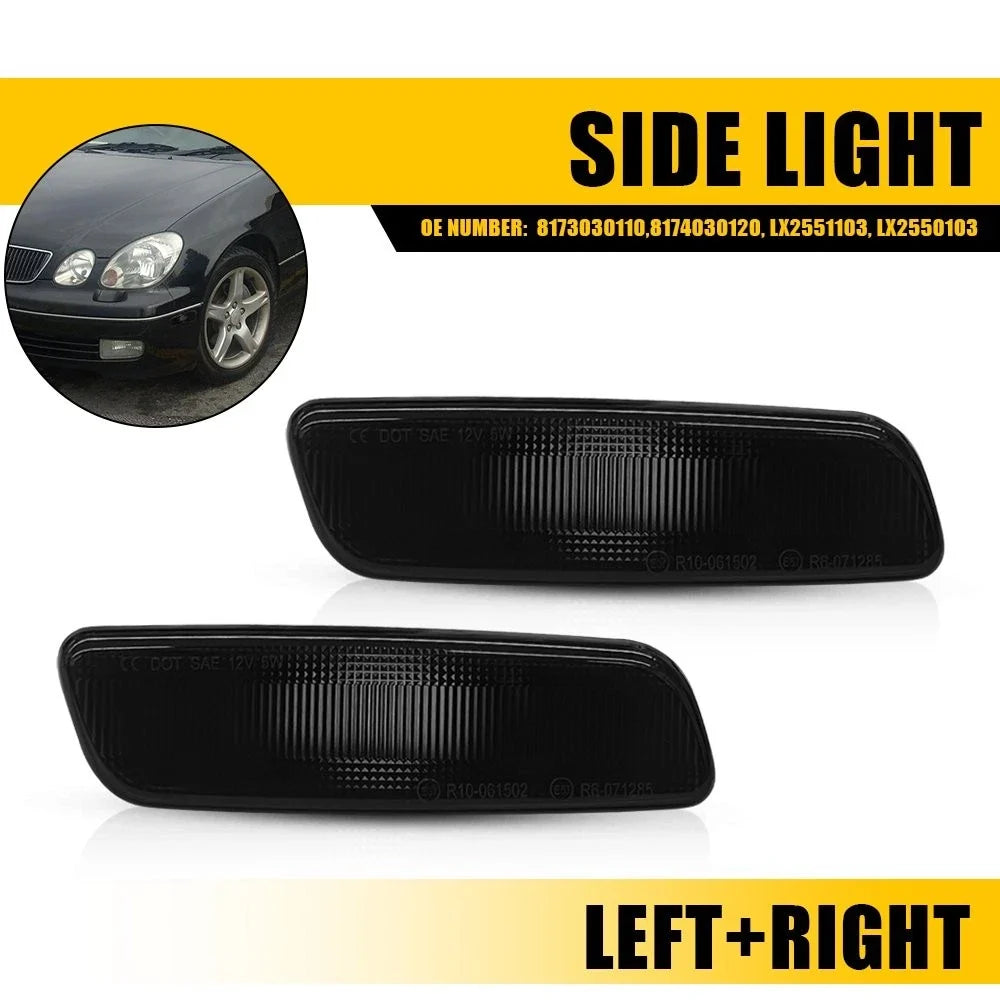 Smoked Front Side Marker Light Housings for Lexus GS430 IS300 (2001–2005)