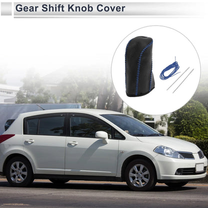 Gear Shift Knob Cover for Nissan Tiida (2004–2012) Pebbled Black Blue