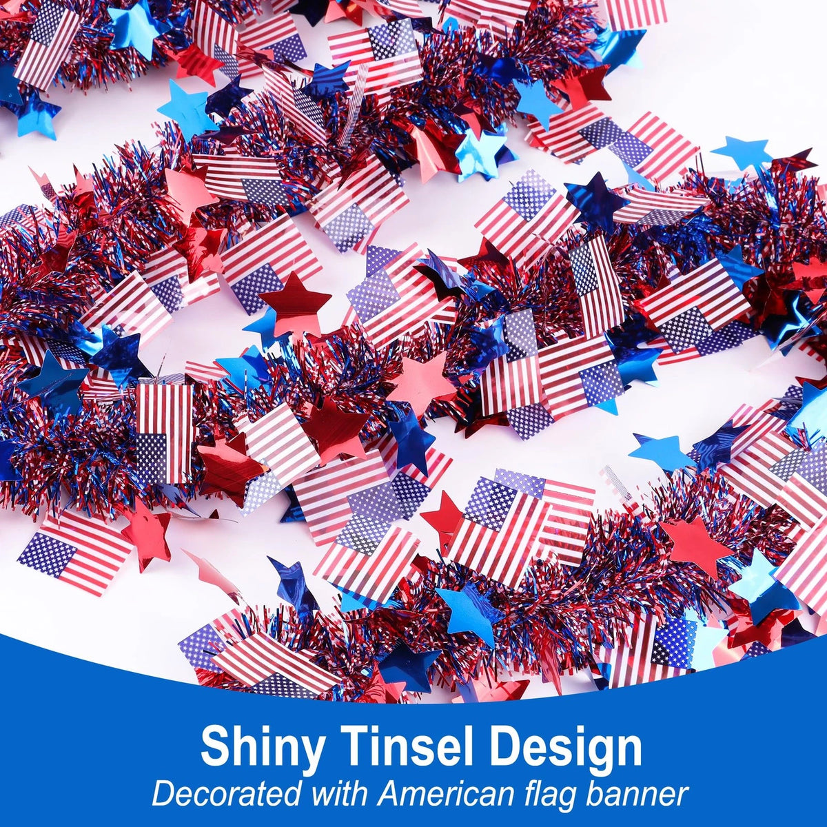 50FT 4th of July Red Star American Flag Decorations