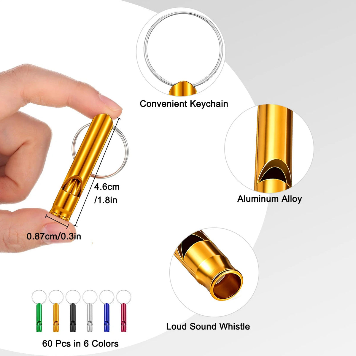 60Pcs 120dB Loud Emergency SOS Whistles for Camping Hiking Outdoor