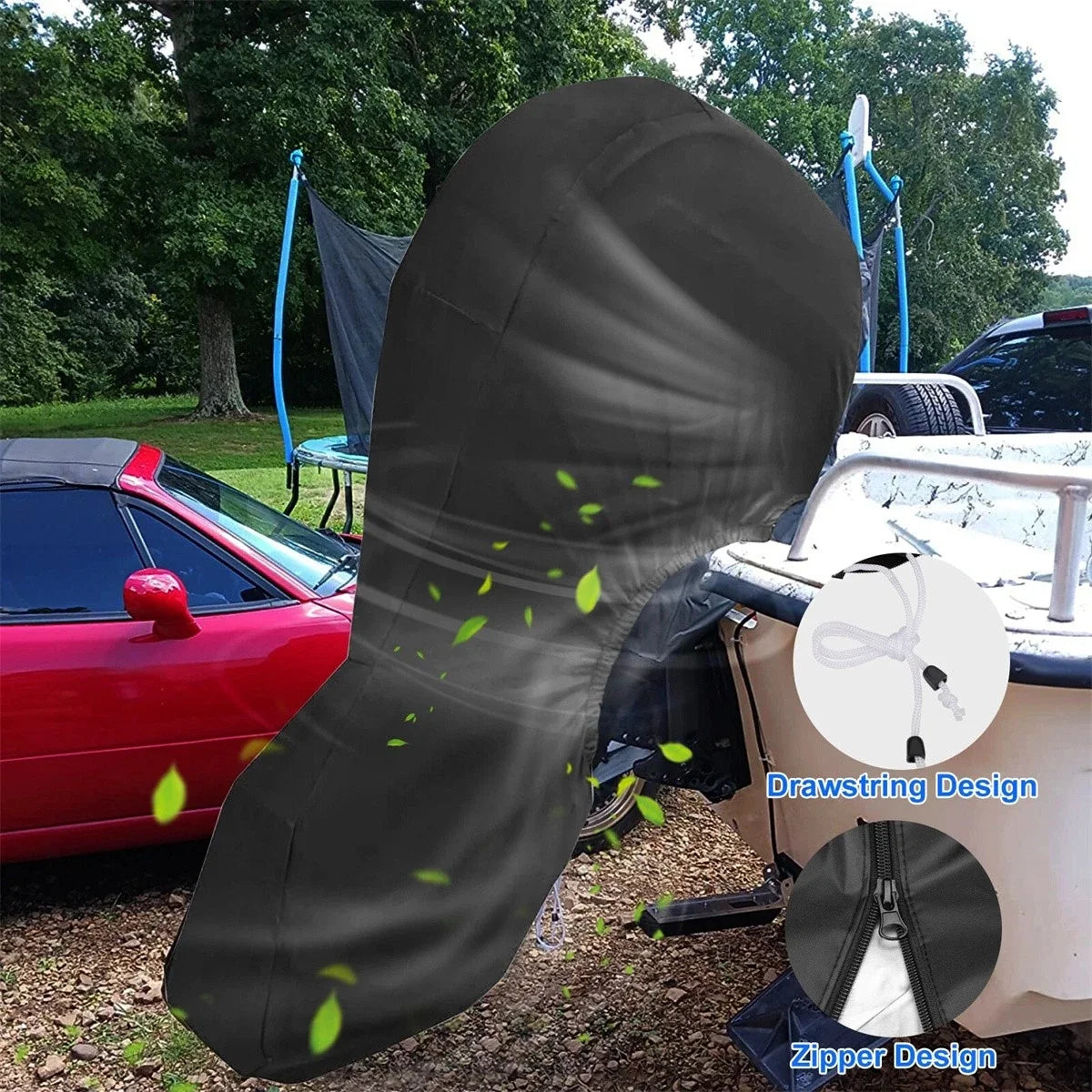 Outboard Motor Engine Cover for Boat (15HP–30HP) Universal Black 71"x56"