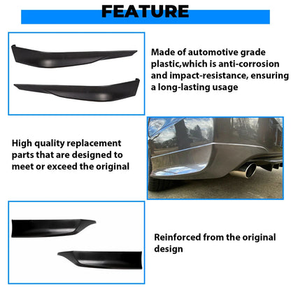 Set of 2 Matte Black Front and Rear Bumper Spoilers for Honda Accord (2013–2015)
