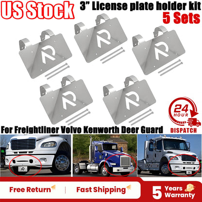 5X Deer Guard License Plate Holder Bracket for Freightliner Volvo Kenworth