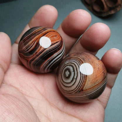 2pc Natural Silk Sardonyx Agate Sphere 30MM Quartz Crystal Ball