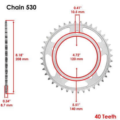 Drive Chain & Sprockets Kit for Suzuki SV1000 SV1000S (2003–2007) EG2556CH183XO