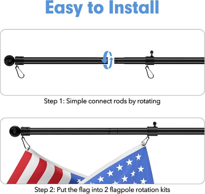 5" Heavy Duty Flag Pole Kit for Outdoor Use (House, Boat, RV, Truck)