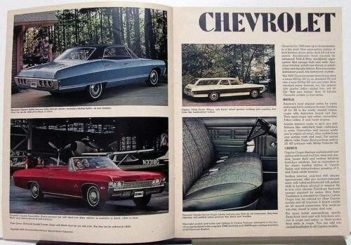 1968 Chevrolet Full Line Sales Brochure for SS 396 Malibu Camaro Corvette Nova