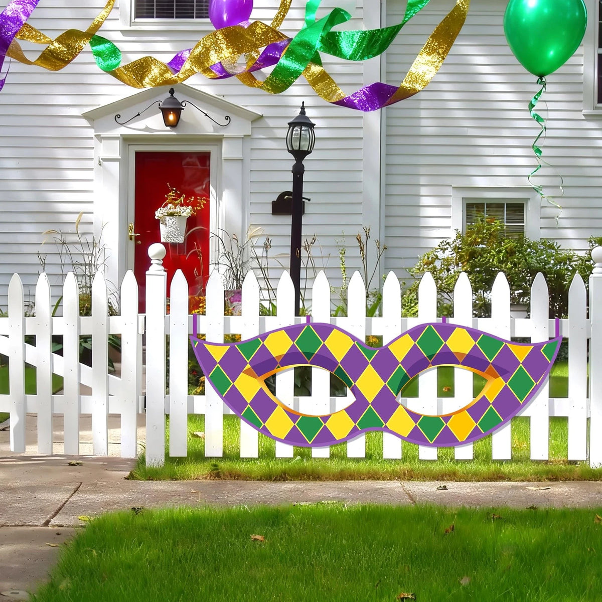 2X Mardi Gras Mask Banner for Porch Sign