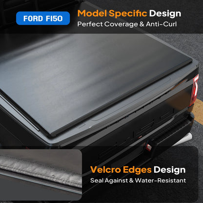 5.5FT Soft Roll Up Tonneau Cover for Ford F150 (2015–2025) GT-0048