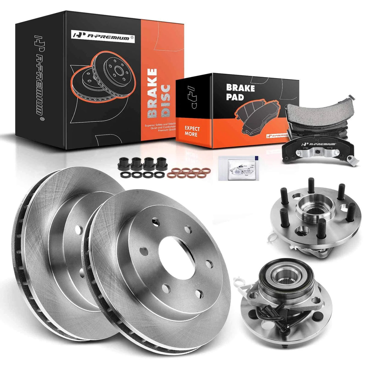 Set of 8 Front Disc Rotors & Ceramic Pads for Chevy Cadillac