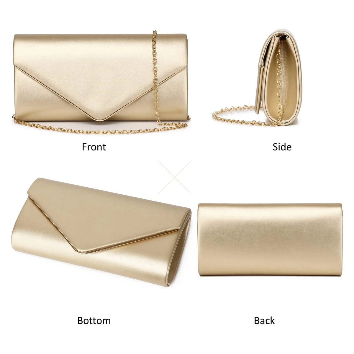 Vegan Leather Clutch Purse for Women - Evening Crossbody Envelope Bag