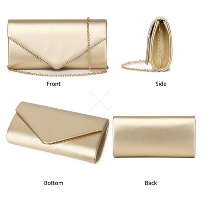 Vegan Leather Clutch Purse for Women - Evening Crossbody Envelope Bag