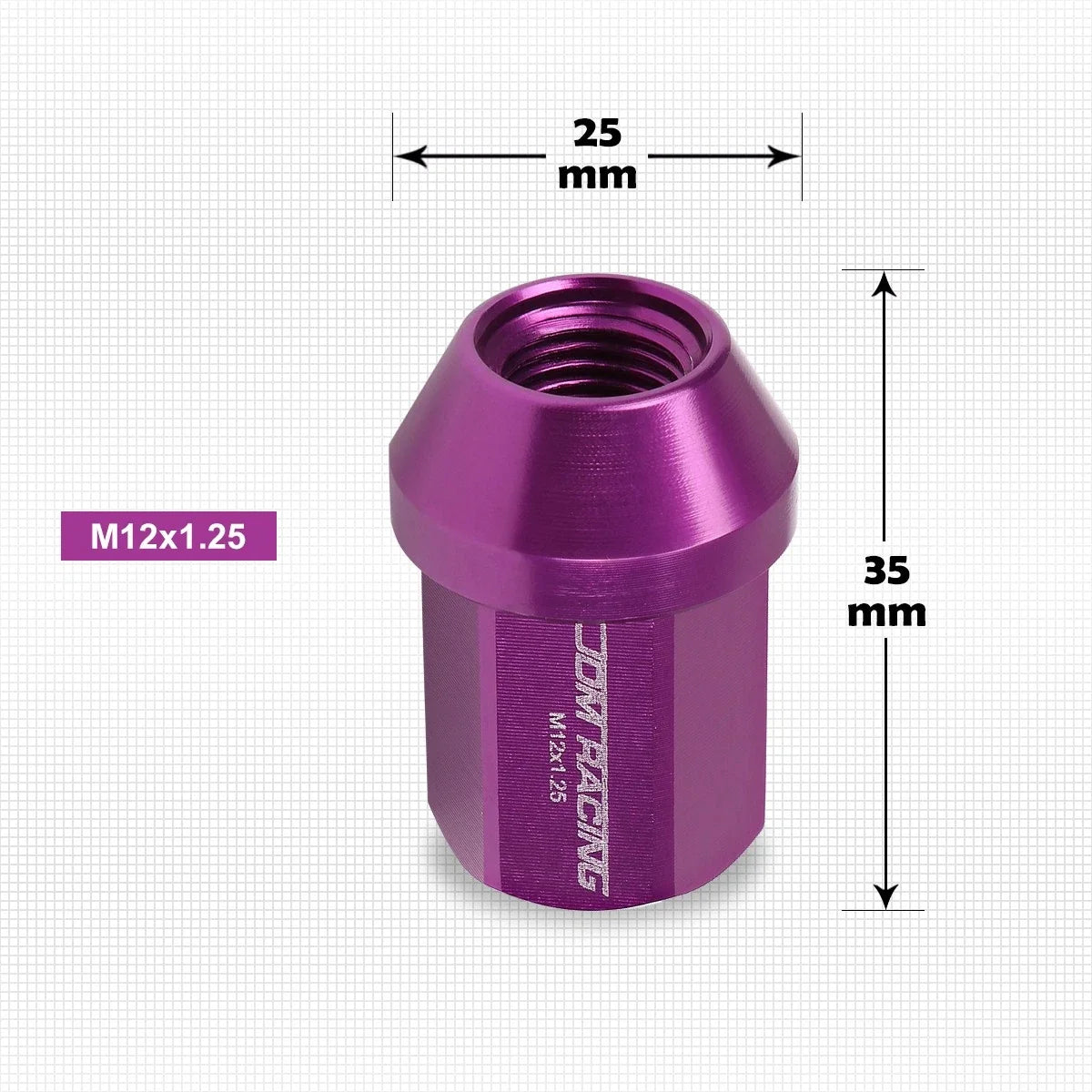20Pc M12X1.25 Purple JDM Closed End Acorn Hex Wheel Lug Nuts + Extension 25mmx35mm