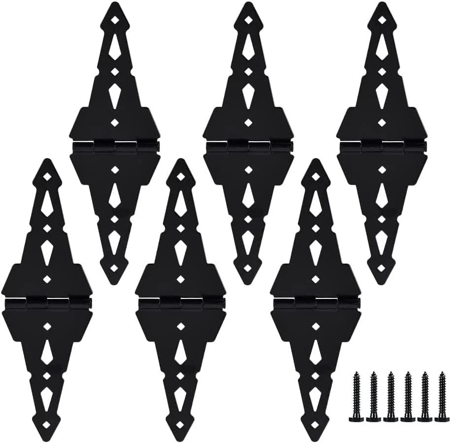 Set of 6 Heavy Duty 8-Inch Gate Hinges for Easy Install, Black Steel