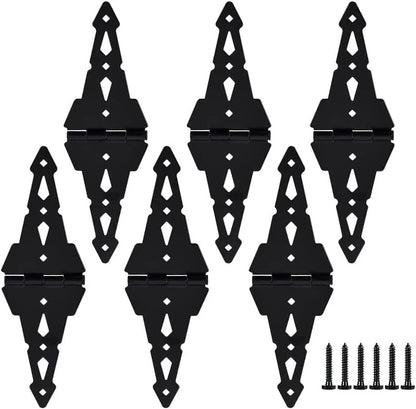 Set of 6 Heavy Duty 8-Inch Gate Hinges for Easy Install, Black Steel