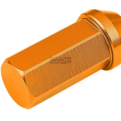 20 PC Closed End M12x1.5 50mm Tall Orange Aluminum Lug Nuts + Adapter