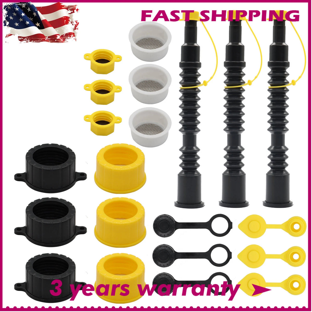 3PK Replacement Spout with Vent Kit for Old Gas Can