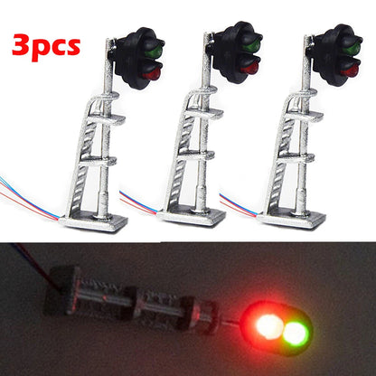 3X HO Scale Model Railroad Block Signal LED 2 Aspects Color Light