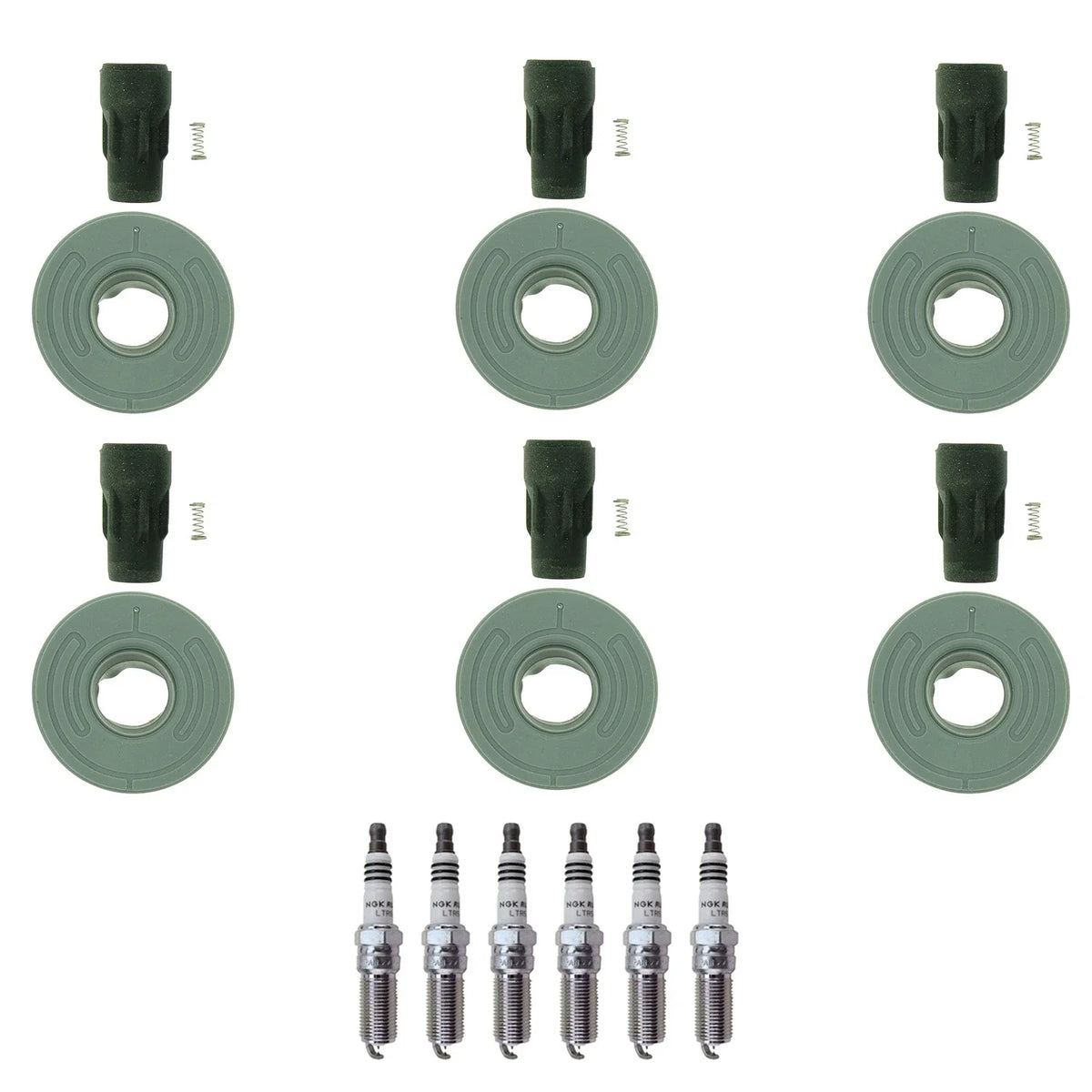 Set of 6 NGK Ruthenium HX Spark Plugs & Coil Boots for Edge Fusion Taurus