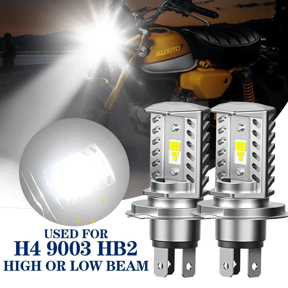 2X AUXITO H4 9003 HB2 LED Bulb for Motorcycle (Hi/Lo Beam)