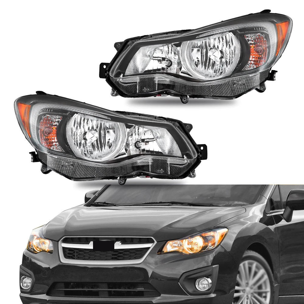 RH+LH Headlights for Impreza 2012–2015, Crosstrek 2013–2016, Halogen, Black Housing, 84001FJ080, 84001FJ090