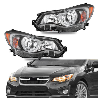 RH+LH Headlights for Impreza 2012–2015, Crosstrek 2013–2016, Halogen, Black Housing, 84001FJ080, 84001FJ090