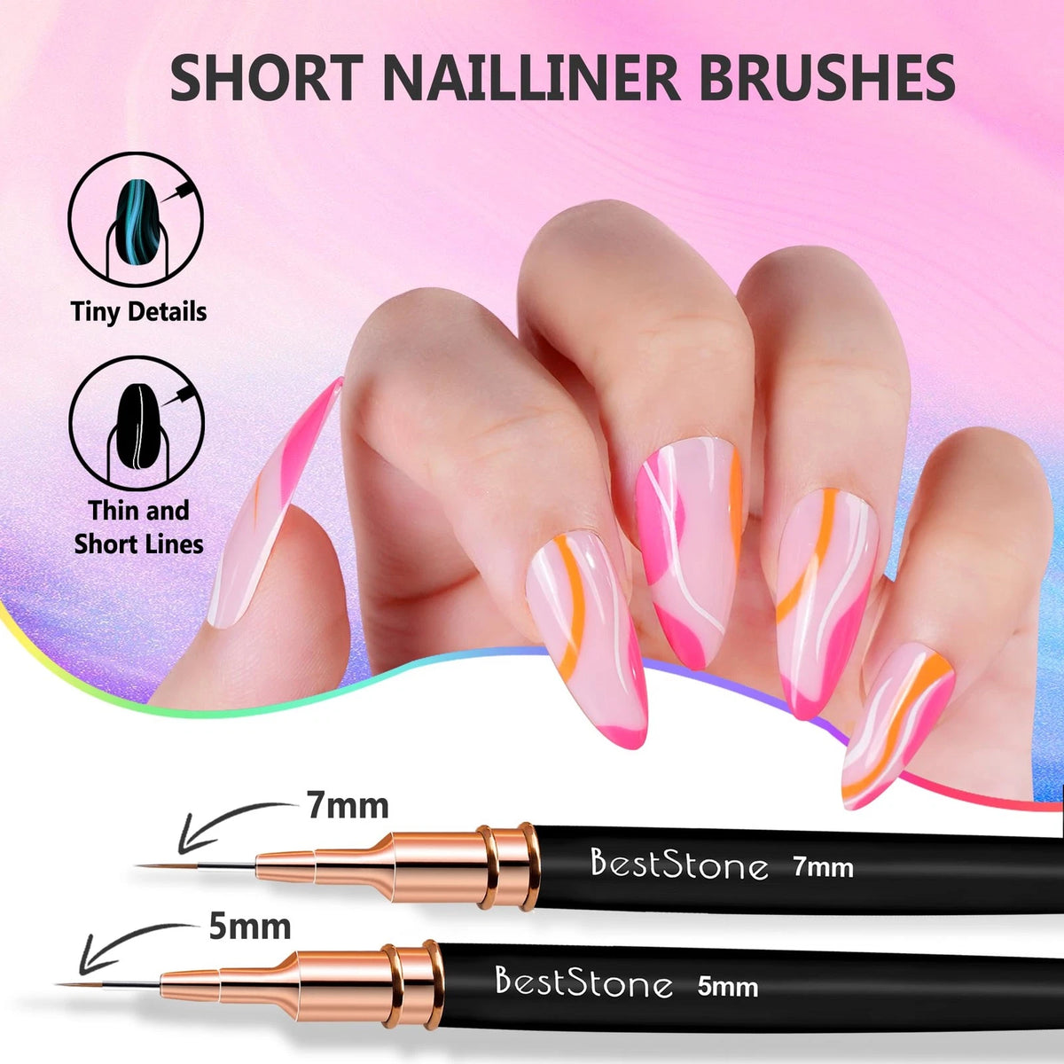 5X Nail Art Liner Brushes for Professional Gel Polish Painting