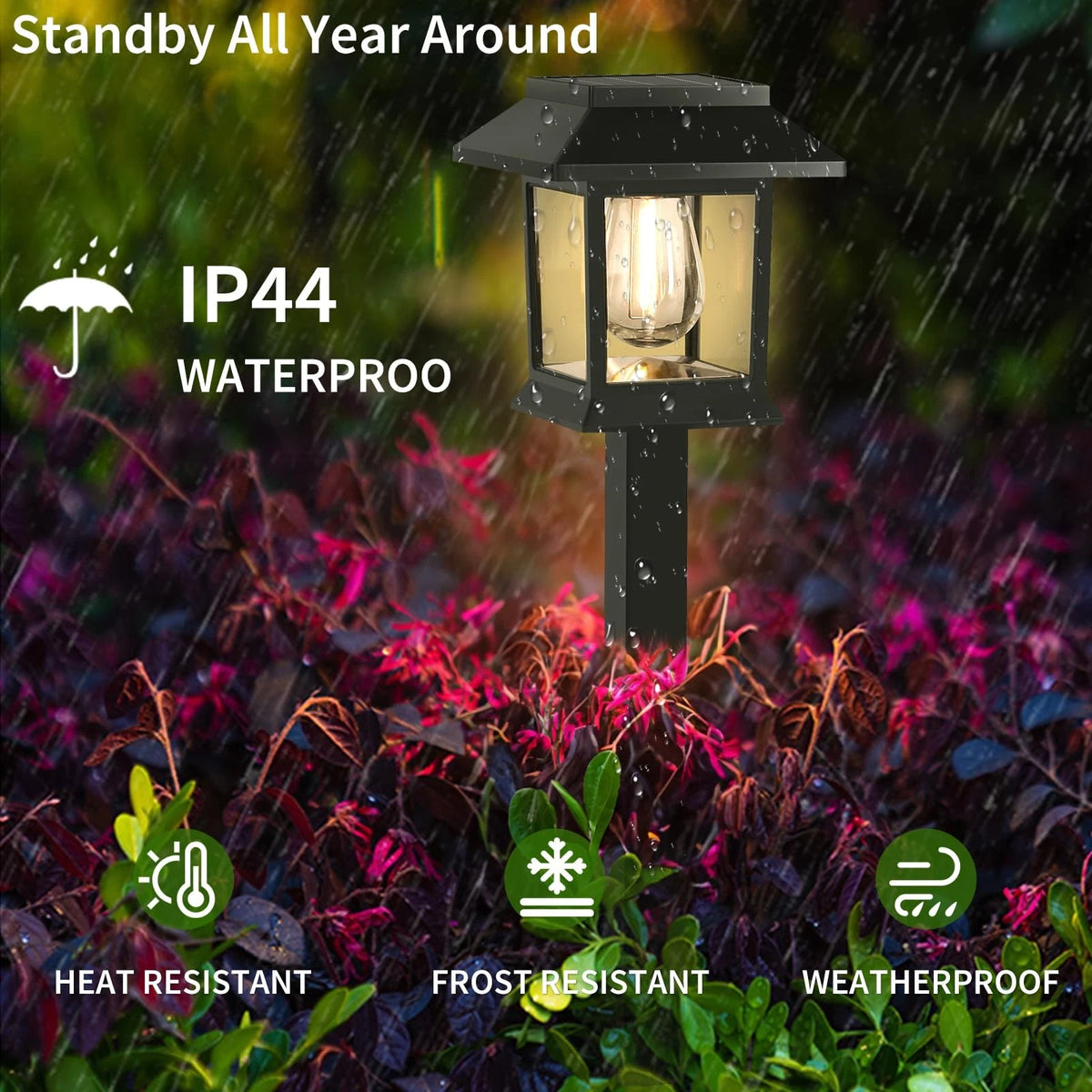 12X Solar Lights for Outdoor Use (3000K, Waterproof, Auto On/Off)