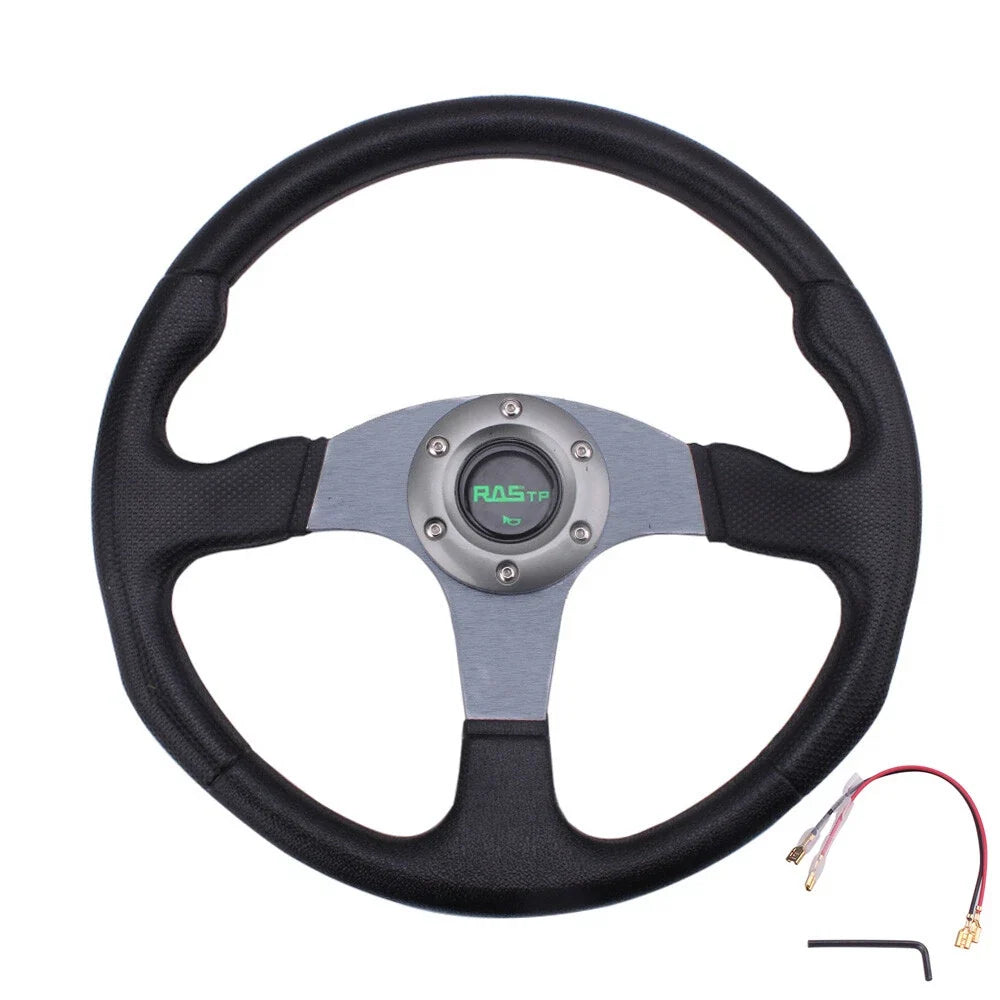 6 Bolt 14" 340MM Universal Drifting Racing Steering Wheel Aluminum Gray